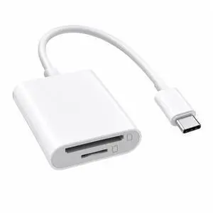 2-in-1 USB-C SD & MicroSD Card Reader for iPhone 17/16/15, iPad, MacBook Pro/Air, Android & PC Plug & Play Adapter Supports SD/TF Cards up to 512 GB | Fast 16 MB/s Transfer Speed | White 2-in-1 USB-C SD & MicroSD Card Reader for iPhone 17/16/15, iPad, MacBook Pro/Air, Android & PC Plug & Play Adapter Supports SD/TF Cards up to 512 GB | Fast 16 MB/s Transfer Speed | White