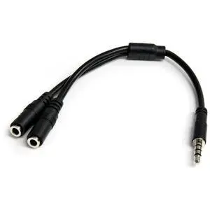 Headset Adapter, Microphone and Headphone Splitter - 3.5mm Male Aux to 3.5mm Female Audio & Mic Combo Jack Y Cable for Laptop / PC (MUYHSMFF) Black Headset Adapter, Microphone and Headphone Splitter - 3.5mm Male Aux to 3.5mm Female Audio & Mic Combo Jack Y Cable for Laptop / PC (MUYHSMFF) Black
