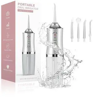 Water Dental Flosser Teeth Irrigator with 3 Modes Cordless Water Teeth Cleaner with 4 Replace Sprinkler Head IPX7 Waterproof Rechargeable Portable for Travel Home Braces Bridges Care Water Dental Flosser Teeth Irrigator with 3 Modes Cordless Water Teeth Cleaner with 4 Replace Sprinkler Head IPX7 Waterproof Rechargeable Portable for Travel Home Braces Bridges Care