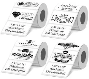 4 Rolls Thermal Labels Compatible with Phomemo M100/M110/M150/M221/M220/M120/M200/M250 Label Printer,1.97"x1.18"(50x30mm), 220 Labels/Roll, Black on White 4 Rolls Thermal Labels Compatible with Phomemo M100/M110/M150/M221/M220/M120/M200/M250 Label Printer,1.97"x1.18"(50x30mm), 220 Labels/Roll, Black on White