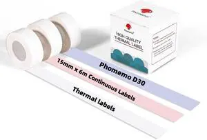 Phomemo D30 Labels-15mm x 6m Continuous Label Tape, Purple Pink White Phomemo D30 Labels-15mm x 6m Continuous Label Tape, Purple Pink White