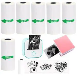 6 Rolls White Thermal Sticker Paper for Phomemo T02/M02/M02S PRO Mini Printer,Self-Adhesive Paper 53 * 28mm,HD Label for Pocket Inkless Portable Photo Printer to Print,Note,list 6 Rolls White Thermal Sticker Paper for Phomemo T02/M02/M02S PRO Mini Printer,Self-Adhesive Paper 53 * 28mm,HD Label for Pocket Inkless Portable Photo Printer to Print,Note,list