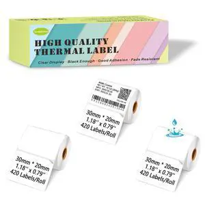 30mm x 20mm Thermal Labels Compatible for Supvan T50M Pro, Phomemo M110, Label Maker Tape Refill, Weatherproof & Tear-Resistant Thermal Stickers (1260Pcs) 30mm x 20mm Thermal Labels Compatible for Supvan T50M Pro, Phomemo M110, Label Maker Tape Refill, Weatherproof & Tear-Resistant Thermal Stickers (1260Pcs)