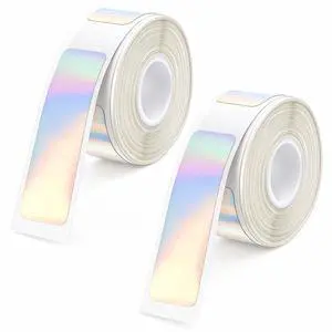 2 Rolls/320 Pcs D30 Label Tape, 12 x 40 mm (0.47"x 1.57") Holographic Thermal Labels Waterproof Adhesive Print Master Labels Refill for Office Home Organizing Storage 2 Rolls/320 Pcs D30 Label Tape, 12 x 40 mm (0.47"x 1.57") Holographic Thermal Labels Waterproof Adhesive Print Master Labels Refill for Office Home Organizing Storage