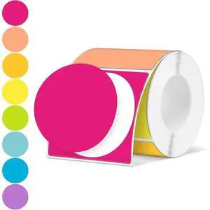 500 Pcs/ 1 Roll Thermal Sticker Labels Self Adhesive Direct Thermal Labels Multipurpose Printer Stickers for DIY, Name Tag(Round,1.5 Inches,Vibrant Color) 500 Pcs/ 1 Roll Thermal Sticker Labels Self Adhesive Direct Thermal Labels Multipurpose Printer Stickers for DIY, Name Tag(Round,1.5 Inches,Vibrant Color)