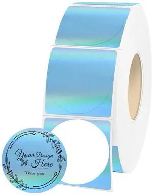 1" Round Holographic Thermal Labels Blue, Waterproof & Printable Blue Glitter Thermal Printer Sticker Labels for Custom Logo, Self-Adhesive Name Tag(1000 Pcs/Roll) 1" Round Holographic Thermal Labels Blue, Waterproof & Printable Blue Glitter Thermal Printer Sticker Labels for Custom Logo, Self-Adhesive Name Tag(1000 Pcs/Roll)