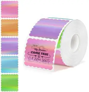 2"x2" Holographic Thermal Labels, 300 Pcs Scalloped Square Sticker Paper for Small Business, Custom Logo, Thank You, Glitter Rainbow Effect, Waterproof (5 Assorted Colors, Not Pre-Printed) 2"x2" Holographic Thermal Labels, 300 Pcs Scalloped Square Sticker Paper for Small Business, Custom Logo, Thank You, Glitter Rainbow Effect, Waterproof (5 Assorted Colors, Not Pre-Printed)
