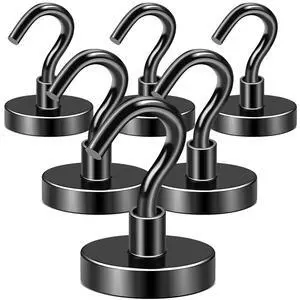 Magnetic Hooks,120lbs Heavy Duty Magnets with Hook Black 6 Pack Magnetic Hooks,120lbs Heavy Duty Magnets with Hook Black 6 Pack