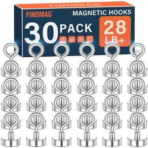 Magnetic Hooks, 30 Pack 28LB+ Strong Magnet Hooks for Hanging Magnetic Hooks, 30 Pack 28LB+ Strong Magnet Hooks for Hanging
