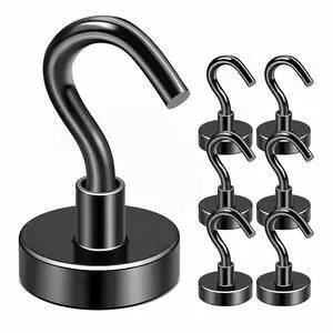 Black Magnetic Hooks, 30lbs 6pcs Cruise Cabin Essentials Heavy Duty N52 | Strong Neodymium Rare Earth Magnets, for Kitchen, Classroom, Beach, Cruise Cabins, Refrigerator, Hanging Key Clothes Wall Hat Black Magnetic Hooks, 30lbs 6pcs Cruise Cabin Essentials Heavy Duty N52 | Strong Neodymium Rare Earth Magnets, for Kitchen, Classroom, Beach, Cruise Cabins, Refrigerator, Hanging Key Clothes Wall Hat