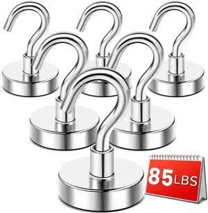 Magnetic Hooks,85lbs Heavy Duty Magnets with Hook Silver 6 Pack Magnetic Hooks,85lbs Heavy Duty Magnets with Hook Silver 6 Pack