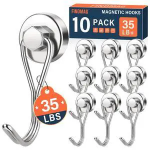 Magnetic Hooks for Cruise Cabins, 10 Pack, 35LB+, Silver Magnetic Hooks for Cruise Cabins, 10 Pack, 35LB+, Silver