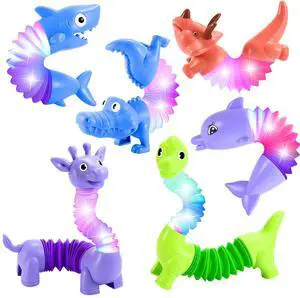 Animals Fidget Toys for Toddlers: 6 Pack LED Animal Pop Tubes for Kids 3 4 5 6 7 8 Year Old Girls Boys Toddler Birthday Gifts Autism Sensory Toy for Grandkids Age 3-8 Tube Animals Fidget Toys for Toddlers: 6 Pack LED Animal Pop Tubes for Kids 3 4 5 6 7 8 Year Old Girls Boys Toddler Birthday Gifts Autism Sensory Toy for Grandkids Age 3-8 Tube
