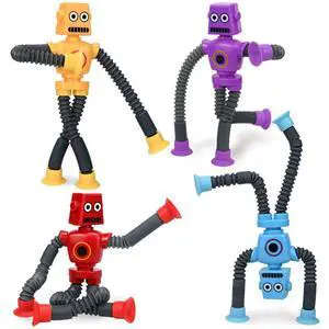 Robot Toys (4 Pack), Telescopic Suction Cup Robots Autism Pop Tubes Sensory Fidget Toy, Gifts for Kids Toddler Age 3-6 Year Old, Boy Girl Party Favors Robot Toys (4 Pack), Telescopic Suction Cup Robots Autism Pop Tubes Sensory Fidget Toy, Gifts for Kids Toddler Age 3-6 Year Old, Boy Girl Party Favors