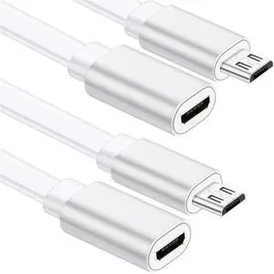 2 Pk Micro USB Extension Cord Compatible with Wyze Cam (White) 2 Pk Micro USB Extension Cord Compatible with Wyze Cam (White)