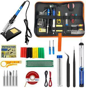 Soldering Iron Kit, 21-in-1 with Adjustable Temperature, 5 Soldering Tips, 60W Soldering Iron, Solder Wire, Desoldering Pump, Stand - A Welding for Electronic Hobbyist DIY with 110V US Plug Soldering Iron Kit, 21-in-1 with Adjustable Temperature, 5 Soldering Tips, 60W Soldering Iron, Solder Wire, Desoldering Pump, Stand - A Welding for Electronic Hobbyist DIY with 110V US Plug