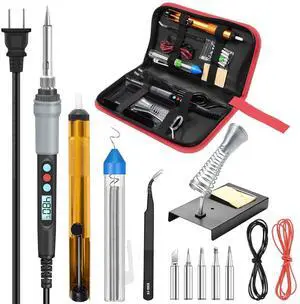 Solder Iron Kit,Soldeirng Iron Kit Temperature Adjustable Electronic Welding Tools Desoldering Pump,Soldering Tips,Solder Iron Stand,Tweezers,Tin Wire for Repairing,DIY or Lab Testing Solder Iron Kit,Soldeirng Iron Kit Temperature Adjustable Electronic Welding Tools Desoldering Pump,Soldering Tips,Solder Iron Stand,Tweezers,Tin Wire for Repairing,DIY or Lab Testing