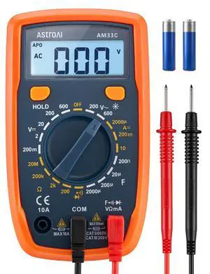 Digital Multimeter Tester with Capacitance, 2000 Counts DC AC Voltmeter and Ohm Volt Amp Meter; Measures Voltage, Current, Resistance, Capacitance, Continuity and Diode, Orange Digital Multimeter Tester with Capacitance, 2000 Counts DC AC Voltmeter and Ohm Volt Amp Meter; Measures Voltage, Current, Resistance, Capacitance, Continuity and Diode, Orange