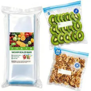 Vacuum Sealer Bags, 20 Reusable Vacuum Sealer Bags for Food, BPA-Free, Meal Prep and Sous Vide Cooking,Works for Handheld Sealer S-size Vacuum Sealer Bags, 20 Reusable Vacuum Sealer Bags for Food, BPA-Free, Meal Prep and Sous Vide Cooking,Works for Handheld Sealer S-size