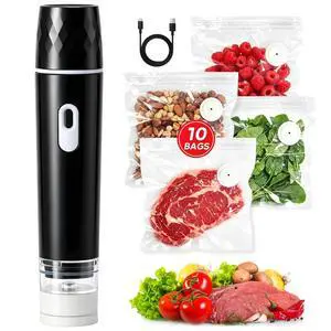 Compact Vacuum Sealer for food, with 10 Reusable Vacuum Bags Compact Vacuum Sealer for food, with 10 Reusable Vacuum Bags