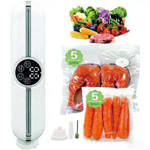 3-in-1 Handheld Vacuum Sealer Machine for Bags & Jars, Food Grade Vacuum Sealer with 10 Food-Safe Bags, Also Suitable for Inflating Swim Rings and Balls(White) 3-in-1 Handheld Vacuum Sealer Machine for Bags & Jars, Food Grade Vacuum Sealer with 10 Food-Safe Bags, Also Suitable for Inflating Swim Rings and Balls(White)