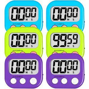 Digital Kitchen Classroom Timers for Kids Cooking 6pcs Blu Grn Pur Digital Kitchen Classroom Timers for Kids Cooking 6pcs Blu Grn Pur