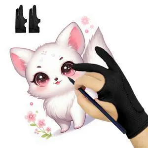 Breathable Drawing Glove, Digital Art Glove for Graphic Tablet, 3-Layer Palm Rejection for Graphic Tablet, Artist Gloves with Two Fingers for iPad(Black,S) Breathable Drawing Glove, Digital Art Glove for Graphic Tablet, 3-Layer Palm Rejection for Graphic Tablet, Artist Gloves with Two Fingers for iPad(Black,S)