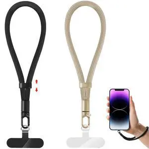 Phone Lanyard, 2 Pack Adjustable Cell Phone Lanyard Strap, Hand Wrist Strap Lanyard with Tether Tabs for Smartphones (Black+Camel) Phone Lanyard, 2 Pack Adjustable Cell Phone Lanyard Strap, Hand Wrist Strap Lanyard with Tether Tabs for Smartphones (Black+Camel)