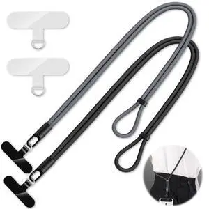 2 Pack Phone Lanyard,2×Phone crossbody strap,4×Tether Tabs,Universal Cell Phone Multifuctional Patch Polyester Lanyards,Cell Phone Lanyards for Women and Men(balck+grey) 2 Pack Phone Lanyard,2×Phone crossbody strap,4×Tether Tabs,Universal Cell Phone Multifuctional Patch Polyester Lanyards,Cell Phone Lanyards for Women and Men(balck+grey)