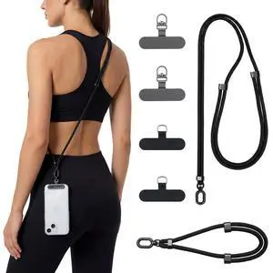 Phone Lanyard Set, 2 Pack, Black, Adjustable Crossbody & Wrist Phone Lanyard Set, 2 Pack, Black, Adjustable Crossbody & Wrist