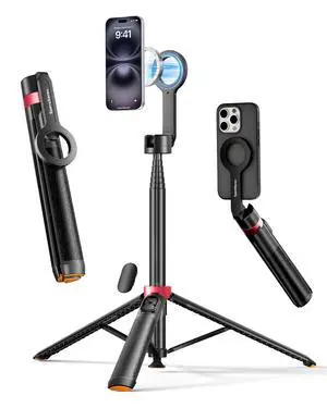 Magnetic Phone Tripod for iPhone, 70" 1s Open Selfie Stick with Remote Magnetic Phone Tripod for iPhone, 70" 1s Open Selfie Stick with Remote