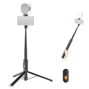 57.9" Selfie Stick Tripod Compatible with iPhone Samsung Android, Metal Portable Lightweight Travel Cell Phone Stand with Phone Holder Mount & Remote for Video Recording Filming, PA992 Black 57.9" Selfie Stick Tripod Compatible with iPhone Samsung Android, Metal Portable Lightweight Travel Cell Phone Stand with Phone Holder Mount & Remote for Video Recording Filming, PA992 Black
