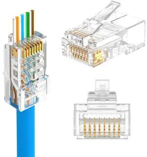 50 Pack RJ45 Connector Pass Through Cat5E, 10Gbps 50 Pack RJ45 Connector Pass Through Cat5E, 10Gbps
