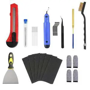 26 PCS 3D Printer Tools Kit for All FDM/SLA Printers with Nozzle Cleaner, Scraper, Brushes,Deburring Tool,Sandpaper 26 PCS 3D Printer Tools Kit for All FDM/SLA Printers with Nozzle Cleaner, Scraper, Brushes,Deburring Tool,Sandpaper