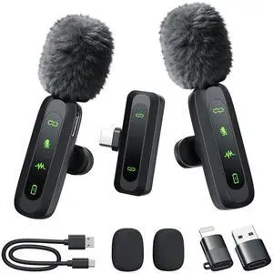 Back Wireless Lavalier Microphone for iPhone/Android, 60ft Transmission, Record While Charging, Ultra-Long Battery Life, Noise Reduction, Plug & Play, for Vlog TikTok YouTube Back Wireless Lavalier Microphone for iPhone/Android, 60ft Transmission, Record While Charging, Ultra-Long Battery Life, Noise Reduction, Plug & Play, for Vlog TikTok YouTube