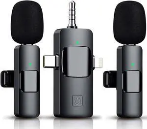 3 in 1 Wireless Lavalier Microphone for iPhone, iPad, Android, Camera,12-Hour Battery, mini Noise Reduction Recording Mic 2.4G Ultra-Low Delay, Microphone for Vlog/ TikTok/YouTube Live Stream( 2 Mic) 3 in 1 Wireless Lavalier Microphone for iPhone, iPad, Android, Camera,12-Hour Battery, mini Noise Reduction Recording Mic 2.4G Ultra-Low Delay, Microphone for Vlog/ TikTok/YouTube Live Stream( 2 Mic)