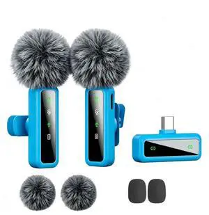 Wireless Lavalier Microphone for iPhone - iPad, Android Phone Computer, Mini Microphone for Live Streaming, Video Recording, Outdoor or Indoor Interviews, YouTube, TikTok, Vlog (Blue) Wireless Lavalier Microphone for iPhone - iPad, Android Phone Computer, Mini Microphone for Live Streaming, Video Recording, Outdoor or Indoor Interviews, YouTube, TikTok, Vlog (Blue)