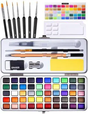 50 Colors Watercolor Paint Set, AllinOne Art Supplies with Mixing Palette & Water Brushes, Portable Travel Watercolor Kit for Adults, Perfect Gift for Painting Hobbyists 50 Colors Watercolor Paint Set, AllinOne Art Supplies with Mixing Palette & Water Brushes, Portable Travel Watercolor Kit for Adults, Perfect Gift for Painting Hobbyists