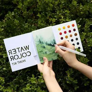 Watercolor Paint Set - 24 Colors Painting Supplies with 10 Watercolor Papers & Brush, Portable Art Paint Kit Perfect as Travel Set for Outdoor Artist Watercolor Paint Set - 24 Colors Painting Supplies with 10 Watercolor Papers & Brush, Portable Art Paint Kit Perfect as Travel Set for Outdoor Artist