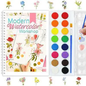 Beginners Watercolor Workbook for Adults, Step-by-Step Coloring Book Set Beginners Watercolor Workbook for Adults, Step-by-Step Coloring Book Set
