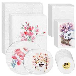 Watercolor Paper Sheet Bulk, 7 Sizes 5"x7", 8" x 8", 9" x 12" etc, Water Color Paper for Most Wet and Dry Media, Ideal for Beginning Artists Adults Drawing Craft (Mix 65 Sheets) Watercolor Paper Sheet Bulk, 7 Sizes 5"x7", 8" x 8", 9" x 12" etc, Water Color Paper for Most Wet and Dry Media, Ideal for Beginning Artists Adults Drawing Craft (Mix 65 Sheets)