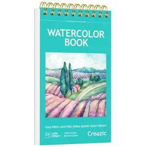 Small Watercolor Sketchbook, 3.5" x5.5(140lb/300g), Spiral Bound with Tear Line. Artist Water Color Paper, Portable Travel Notebook for Watercolor or Quick Sketch - Ideal for Kids & Adults Small Watercolor Sketchbook, 3.5" x5.5(140lb/300g), Spiral Bound with Tear Line. Artist Water Color Paper, Portable Travel Notebook for Watercolor or Quick Sketch - Ideal for Kids & Adults