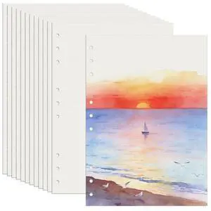 8.5"x5.5" Watercolor Paper Bulk - 12 Sheets Watercolor Paper with Holes for 3-Ring Binder Sketchbooks, Acid-Free A5 140lb/300gsm Watercolor Pad for Artists, Students & Painters 8.5"x5.5" Watercolor Paper Bulk - 12 Sheets Watercolor Paper with Holes for 3-Ring Binder Sketchbooks, Acid-Free A5 140lb/300gsm Watercolor Pad for Artists, Students & Painters