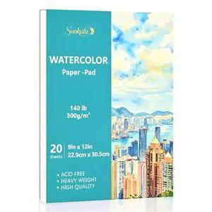 Watercolor Paper Book, 9"x12", 300 GSM Cold Press Texture Paper Pad Watercolor Paper Book, 9"x12", 300 GSM Cold Press Texture Paper Pad