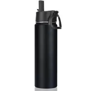 22 oz Insulated Water Bottle with Straw Lid, Double Walled Vacuum Stainless Steel Water Bottles Leak Proof, Wide Mouth (Black,1 Pack) 22 oz Insulated Water Bottle with Straw Lid, Double Walled Vacuum Stainless Steel Water Bottles Leak Proof, Wide Mouth (Black,1 Pack)