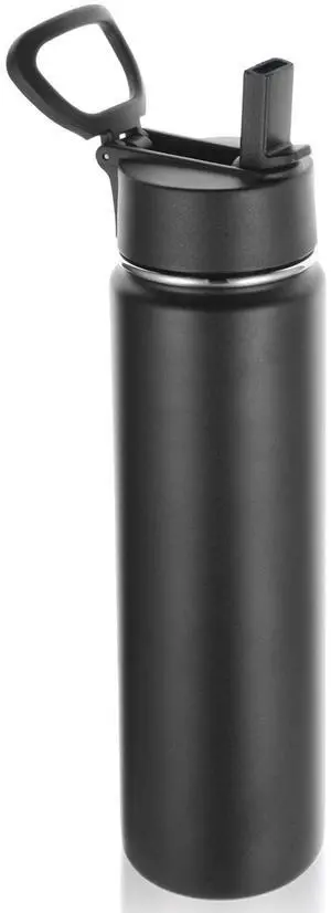 24 Ounce Insulated Water Bottle With Straw Lid,Stainless Steel Wide Mouth Sport Bottles With Handle,Double Wall Vacuum Cups Keep Cold,Reusable Travel Thermal Cups For Holder,Gym(Black,1) 24 Ounce Insulated Water Bottle With Straw Lid,Stainless Steel Wide Mouth Sport Bottles With Handle,Double Wall Vacuum Cups Keep Cold,Reusable Travel Thermal Cups For Holder,Gym(Black,1)