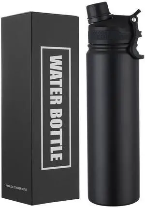 Insulated Water Bottle 24oz, Stainless Steel Double Wall Vacuum Sports Flask with 2-in-1 Straw & Chug Lid, BPA-Free, Leak Proof, Keeps Cold 24H for Travel Gym School Insulated Water Bottle 24oz, Stainless Steel Double Wall Vacuum Sports Flask with 2-in-1 Straw & Chug Lid, BPA-Free, Leak Proof, Keeps Cold 24H for Travel Gym School