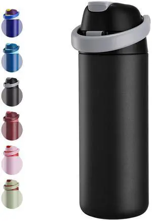 18 oz Insulated Water Bottle, Stainless Steel Water Bottle with 2-in-1 Straw and Push-Button Spout Lid, Keeps 24 Hours Cold, Double Wall Vacuum Leak-Proof & BPA-Free for Sports, Travel, Black 18 oz Insulated Water Bottle, Stainless Steel Water Bottle with 2-in-1 Straw and Push-Button Spout Lid, Keeps 24 Hours Cold, Double Wall Vacuum Leak-Proof & BPA-Free for Sports, Travel, Black