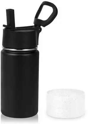 14oz KIds Insulated Stainless Stee Water Bottle with Straw Lid and Silicone Boot,BPA-Free Easy Use for Boys&Girls,Double Wall VacuumLeakproof Bottles(Black,1) 14oz KIds Insulated Stainless Stee Water Bottle with Straw Lid and Silicone Boot,BPA-Free Easy Use for Boys&Girls,Double Wall VacuumLeakproof Bottles(Black,1)