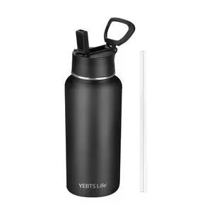 Insulated Water Bottle With Straw,32 oz Vacuum Insulated Stainless Steel Sports Water Flask,Keeps Cold and Hot,Metal Water Bottle Wide Mouth for Gym Travel Camping (Black) Insulated Water Bottle With Straw,32 oz Vacuum Insulated Stainless Steel Sports Water Flask,Keeps Cold and Hot,Metal Water Bottle Wide Mouth for Gym Travel Camping (Black)